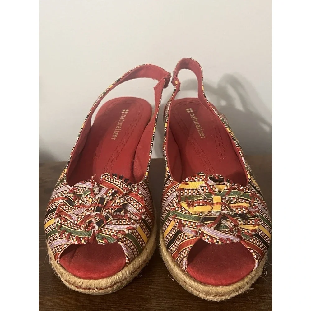 Naturalizer Espadrille Wedge Sandals Multicolor Woven Peep Toe Comfort‎  7M